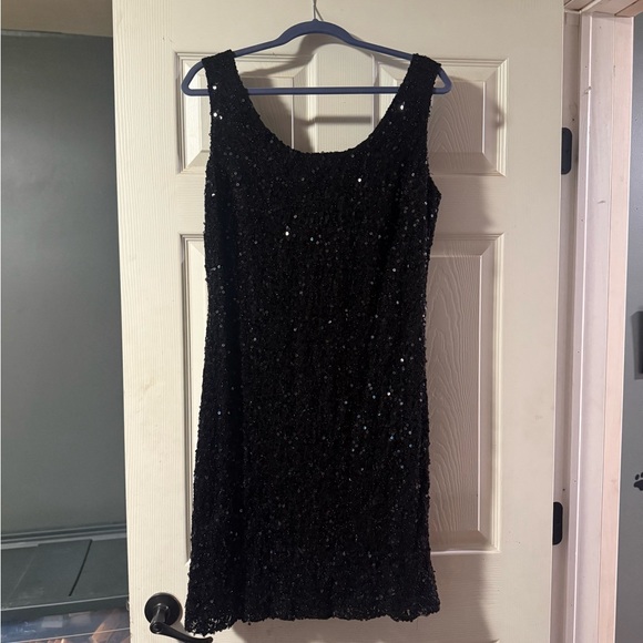 Dressbarn Black Sequin Sleeveless Sheath Mini Dress - Picture 2 of 2